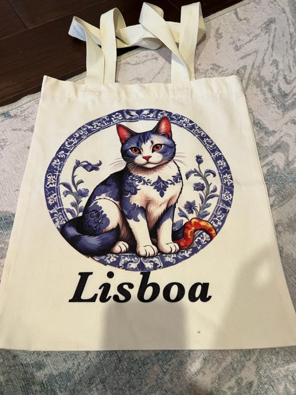 Lisboa Cat Tote Bag - Blue Cat Design